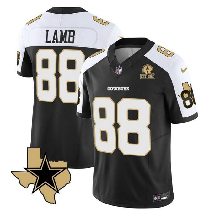 Women's Dallas Cowboys #88 CeeDee Lamb 2023 F.U.S.E. Black/White With Established In 1960 Patch Stitched Football Jersey(Run Small）